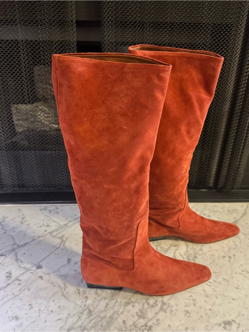 New Staud Wally Flat Boot Western 100% Suede Knee High Boots Size EU 37 US 7